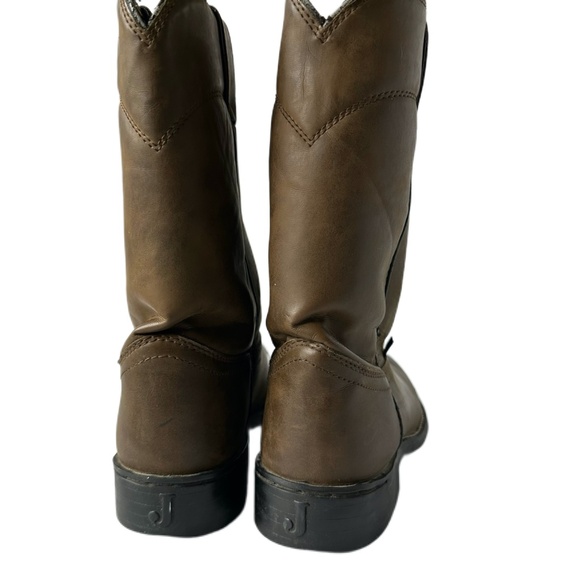 JUSTIN BOOTS BASICS JBL3001 7.5 B Brown Leather Mid-Calf Boot Western Roper Work - Picture 9 of 13
